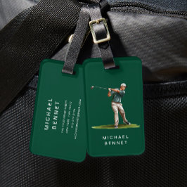Etiqueta De Bagagem Modern Green Golfer Sport