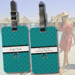 Etiqueta De Bagagem Modern Luxury Teal Monogram Summer Travel