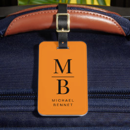 Etiqueta De Bagagem Modern Orange Monogram