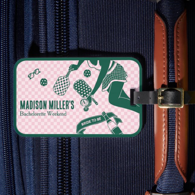 Etiqueta De Bagagem Modern Pickleball & Prosecco Bachelorette Weekend (Frente Insitu 4)