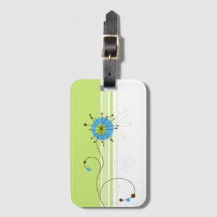 Etiqueta De Bagagem Modern Simple Flower Green Typography
