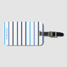 Etiqueta De Bagagem Modern Stylish Blue Stripes Custom