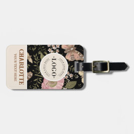 Etiqueta De Bagagem Modern Trendy Wildflower Floral Monograma Botânico