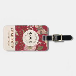 Etiqueta De Bagagem Modern Trendy Wildflower Floral Monograma Botânico