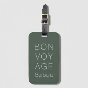 ETIQUETA DE BAGAGEM MODERNO BON VOYAGE MOSS VERDE