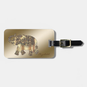 Etiqueta De Bagagem Moderno  Chique Elegante Elefante Dourado-Personal
