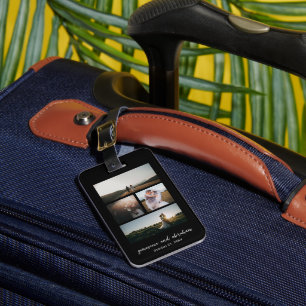 Etiqueta De Bagagem Moderno de Colagem de Fotos Simples