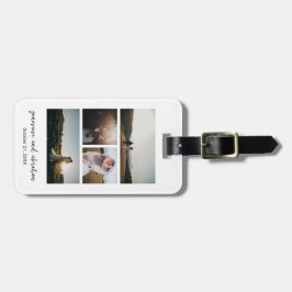 Etiqueta De Bagagem Moderno de Colagem de Fotos Simples
