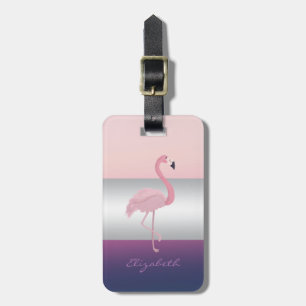 Etiqueta De Bagagem Moderno Elegante Feminino, Flamingo Rosa