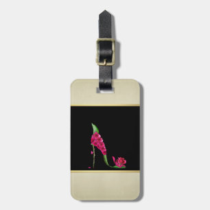 Etiqueta De Bagagem Moderno Elegante Feminino, Preto, Creme, Salto de