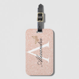 Etiqueta De Bagagem Moderno Elegante Girly Blush Viagem Monograma rosa
