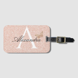 Etiqueta De Bagagem Moderno Elegante Girly Blush Viagem Monograma rosa