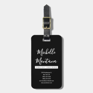 Etiqueta De Bagagem Moderno profissional negro minimalista