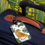 Etiqueta De Bagagem Moderno Tigre e Selva Deixam a Arte Personalizada<br><div class="desc">Tigre moderno e arte da selva minimalista com pontos. Personalização opcional.</div>