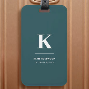 Etiqueta De Bagagem Moderno Verde Mínimo Moderno Grande Inicial