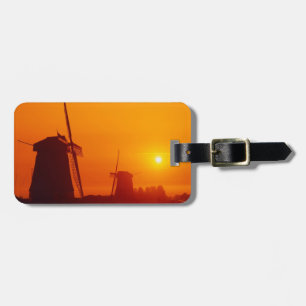 Etiqueta De Bagagem Moinhos de vento ao pôr do sol, Schermerhorn, Hola