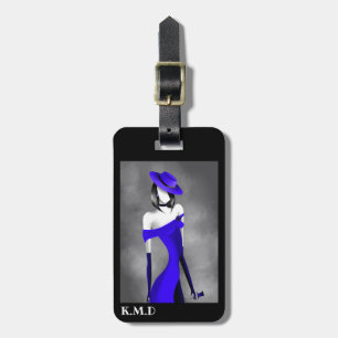 Etiqueta De Bagagem Moll de gângster romântico com etiqueta de Rosa