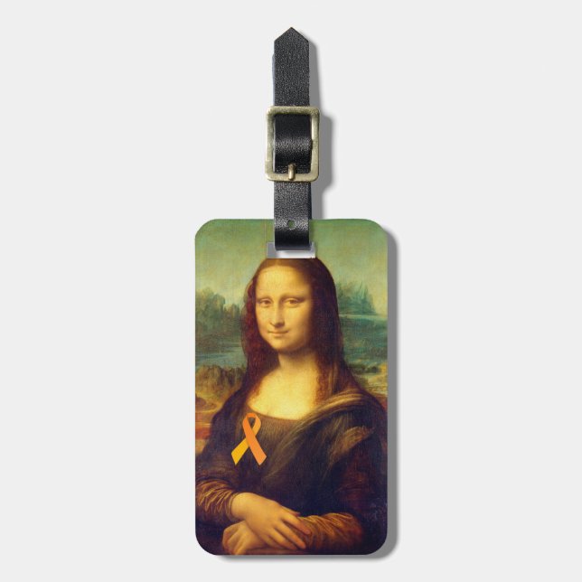 Etiqueta De Bagagem Mona Lisa Com Fita Laranja (Frente Vertical)