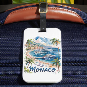 Etiqueta De Bagagem Monaco Aquarela Vintage Retro Riviera Francesa