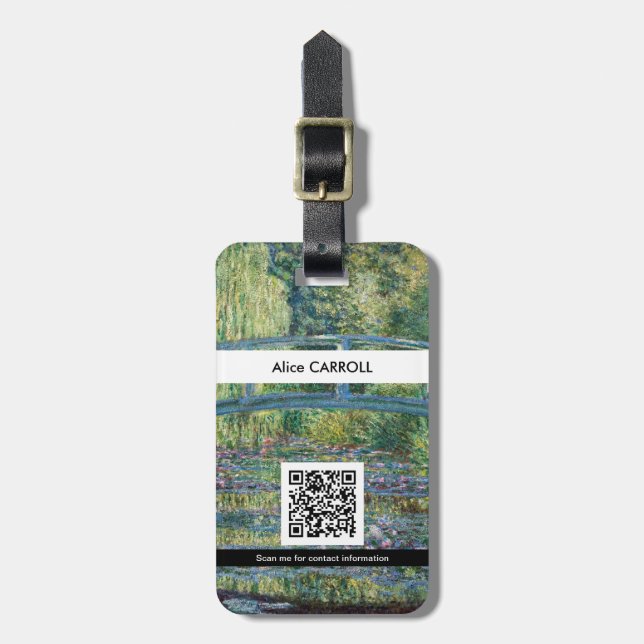 Etiqueta De Bagagem Monet - Water Lily, Green Harmony - Código QR (Frente Vertical)