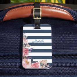 Etiqueta de bagagem monofilizada de faixa azul e b