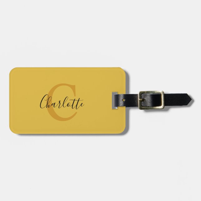 Etiqueta de bagagem monográfica amarela simples (Frente Horizontal)