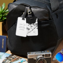 Monogram Black & White Original Stipple Art Floral