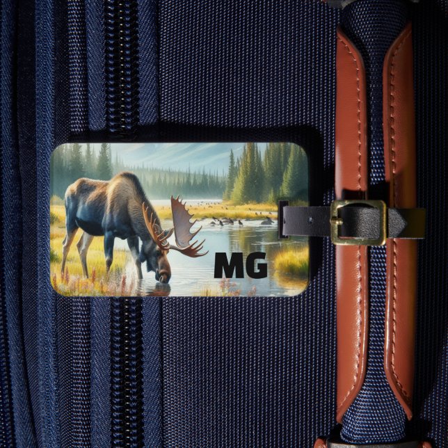 Etiqueta De Bagagem Monogram Moose Viagem Masculina  (Frente Insitu 4)