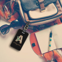 Etiqueta De Bagagem Monograma A carta de madeira vermelha Bagagem