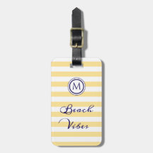 Monograma Amarelo e Branco Listrado Beach Vibes