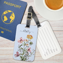 Etiqueta De Bagagem Monograma Aquarela Buquê de flor selvagem nº 1