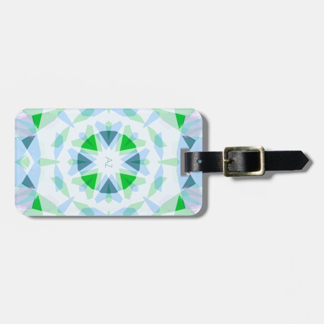 Etiqueta De Bagagem Monograma Bonito verde, verde, magia-estrela (Frente Horizontal)