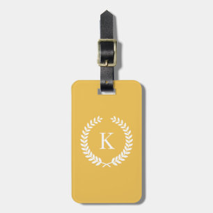 Etiqueta De Bagagem Monograma branco amarelo personalizado