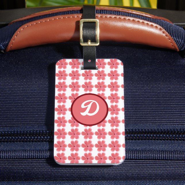 Etiqueta De Bagagem monograma branco elegante simples, personalizado (Frente Insitu 2)