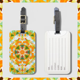 Etiqueta De Bagagem Monograma Brilhante Laranja Magic Star Girl