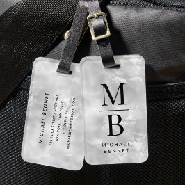 Etiqueta De Bagagem Monograma Cinza Elegante