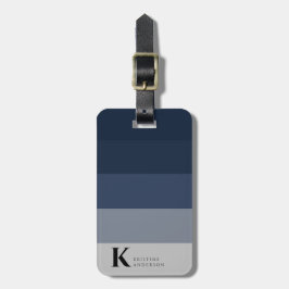Etiqueta De Bagagem Monograma Clássico de Ombre Azul-Marinho Masculino