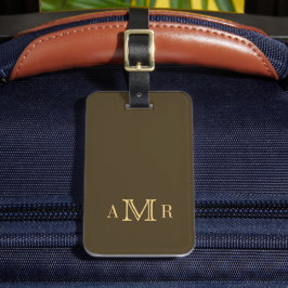 Etiqueta De Bagagem Monograma Clássico Personalizado Marrom