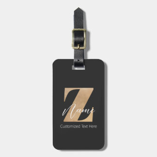 Etiqueta De Bagagem Monograma com inicial Z e nome personalizado