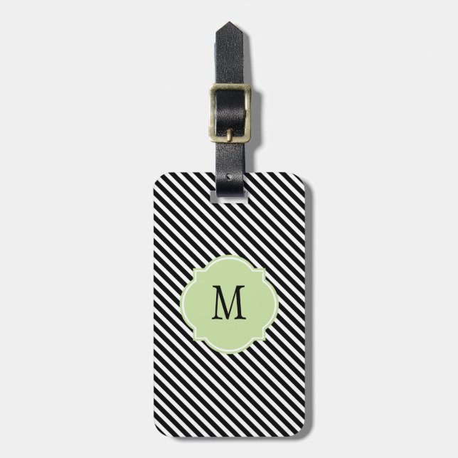 Etiqueta de Bagagem Monograma com Stripes Brancas (Frente Vertical)