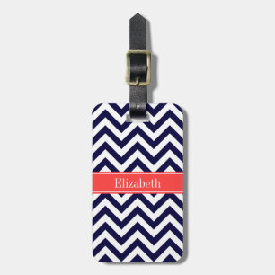 Etiqueta De Bagagem Monograma conhecido vermelho coral do Lg Chevron