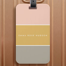 Etiqueta De Bagagem Monograma da faixa Dourada rosa com bloco de cor