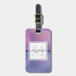 Etiqueta De Bagagem Monograma de Abstrato Roxo e Rosa Modernos