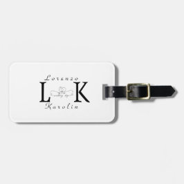 Etiqueta De Bagagem Monograma de Casamento Branco Simples e Elegante M