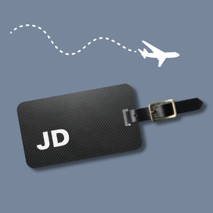 Etiqueta De Bagagem Monograma de Cinzas de Textura Elegante Simples