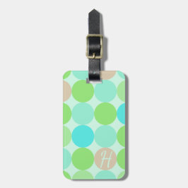 Etiqueta De Bagagem Monograma de Círculos Verdes e Laranja Azul Turque