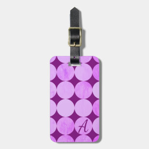 Etiqueta De Bagagem Monograma de Círculos Violeta, Magenta Roxo e Rosa