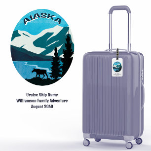 Etiqueta De Bagagem Monograma de Cruzeiros de Vacinação da Família Ala