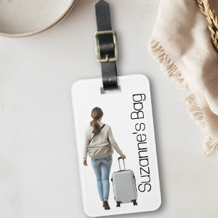 Etiqueta De Bagagem Monograma de foto personalizada Viagem de férias 