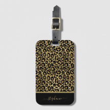 Monograma de Impressão de Animais Leopard Dourado
